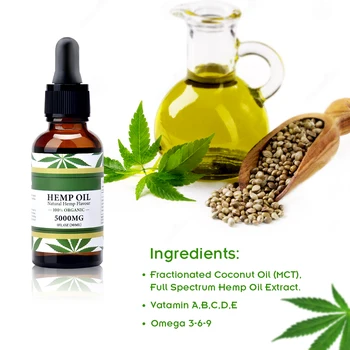 

30ml 5000MG Natural Hemp Flavour Seed Oil 100% Organic Pure Essential Oil For Relieve Stress Body Skin Care Massage And Relax