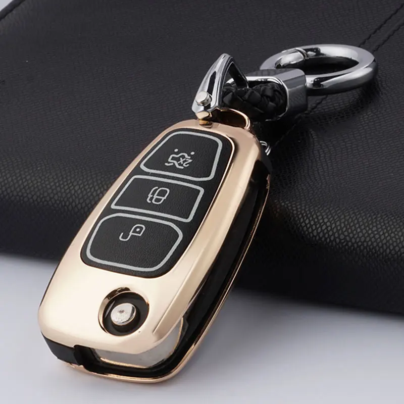 Кожаный чехол для ключей из цинкового сплава подходит Ford Focus 3 Ecosport Kuga Escape