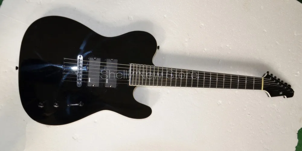 

Shelly new store factory custom ebony fingerboard black 7 strings mahogany white binding string though 24 frets electric guitar
