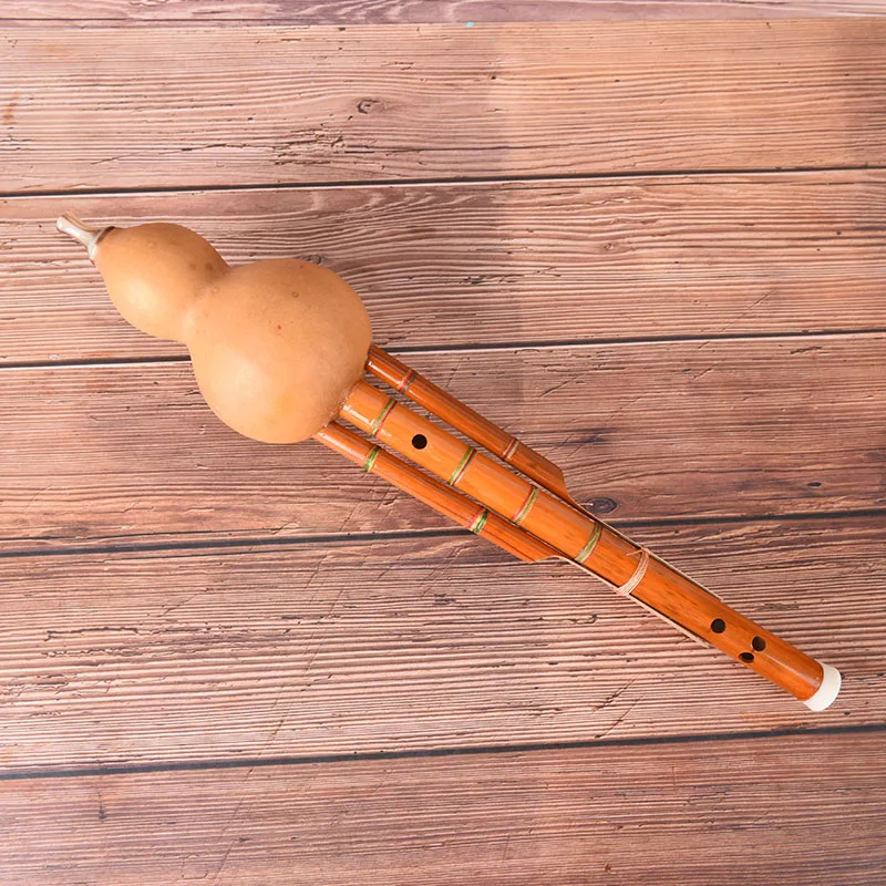 

Chinese Handmade Hulusi Brown Bamboo Gourd Cucurbit Flute Ethnic Musical Instrument C Key For Beginner Music Lovers