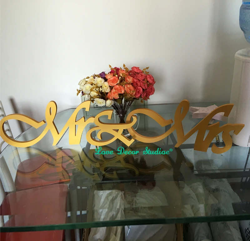 

GOLD Mr & Mrs letters wedding table decoration, freestanding GOLD Mr and Mrs signs for sweetheart table