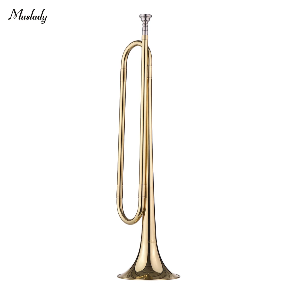 

Muslady B Flat Bugle Call Trumpet Brass Material with Mouthpiece for School Band Cavalry Beginner Military Orchestra