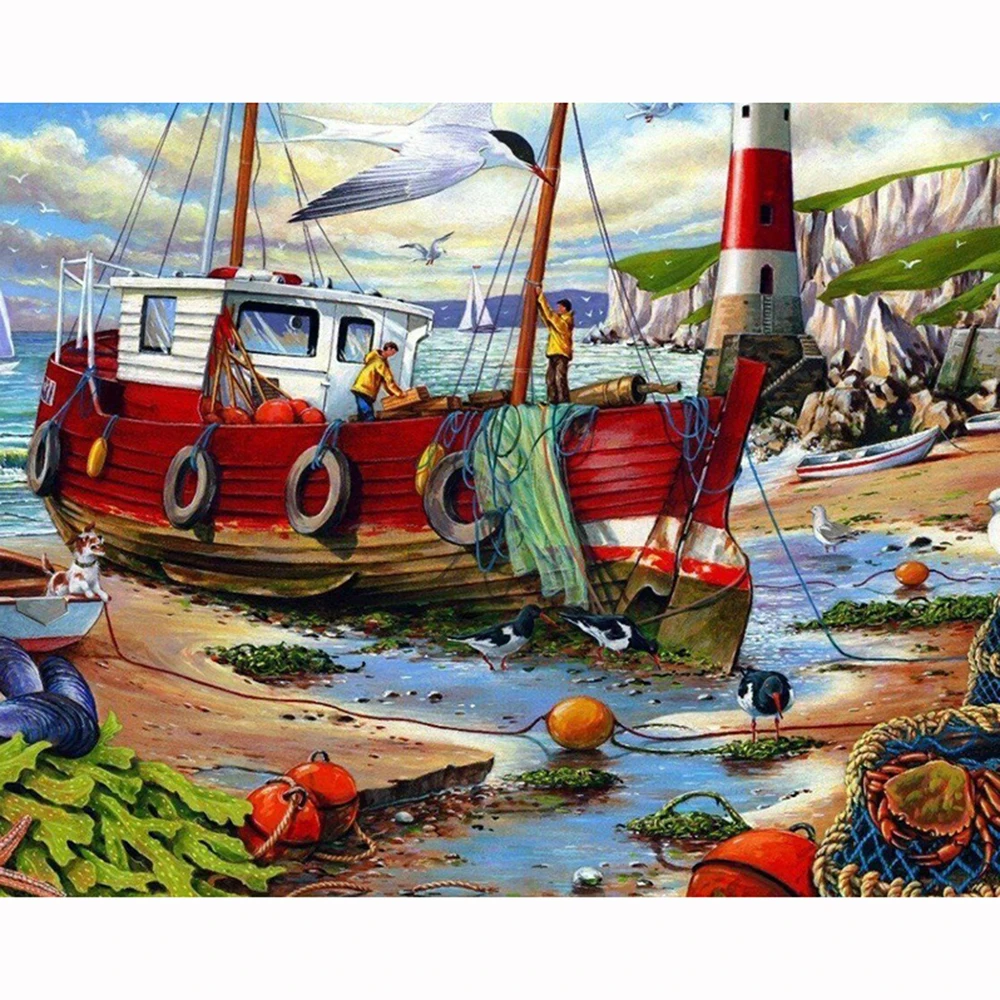 Full-circular-5D-DIY-Diamond-Painting-scenic-Ship-Diamond-Embroidery-Of-Rhinestone-Diamond-Home-Decor