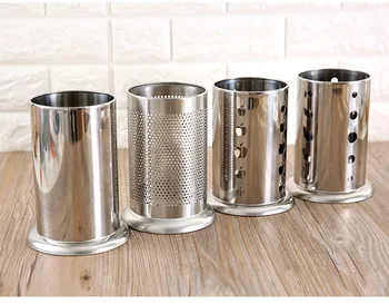 

1PC Stainless Steel Chopsticks Storage Tube Tableware Draining Box Spoon bucket Knife Organizer Kitchen Utensils LF 202