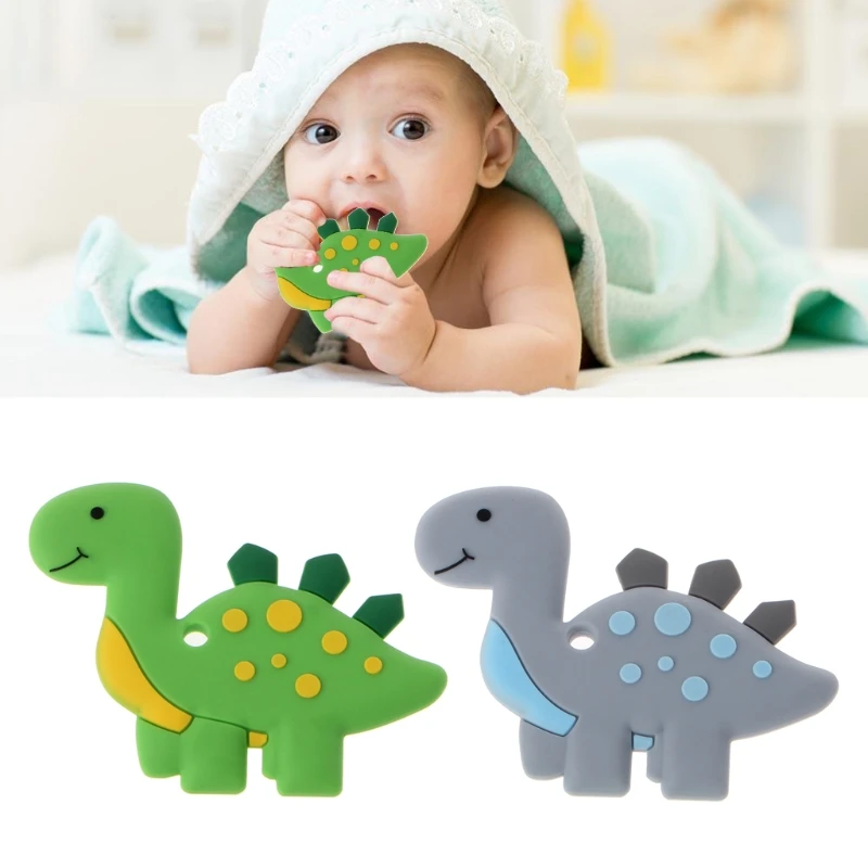 

Dinosaur Baby Teethers Pendant Necklace Accessory BPA Free Silicone Chew Toys