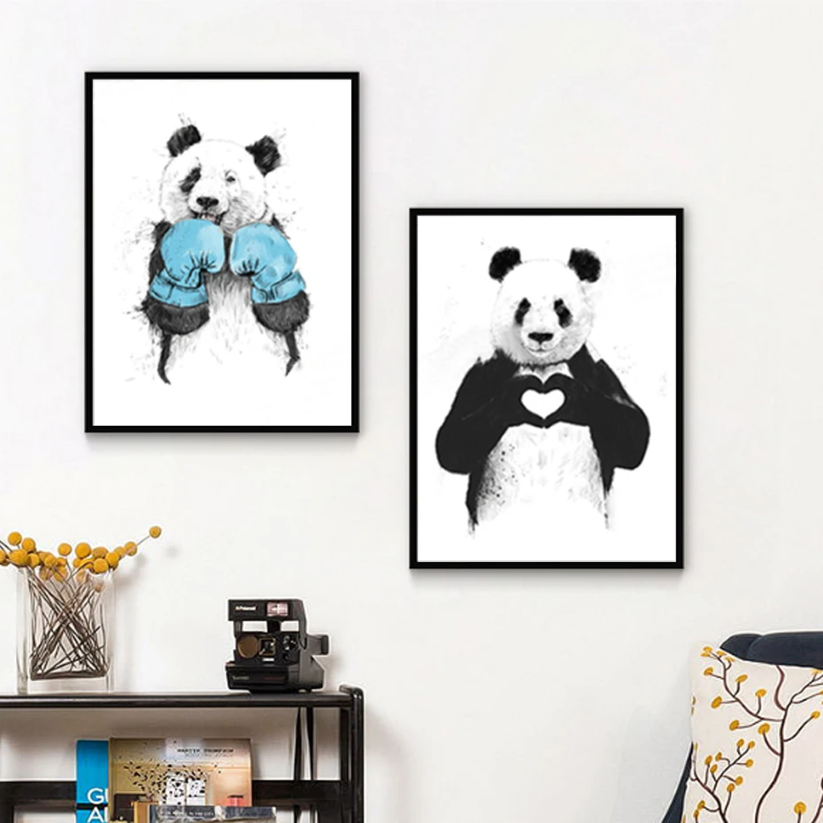 Sure Life забавные боксерские панды животные Бэнкси Печать на холсте Живопись детская поп-картина настенные картины плакат для детской комнаты домашний декор