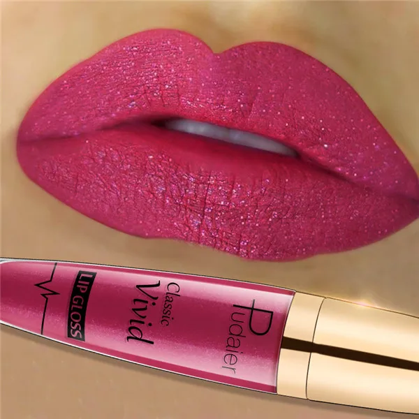 Pudaier Brand Glitter Liquid Lipstick Metal Metallic Shimmer Shining Waterproof Pigment Lip Gloss Tint Cosmetics Makeup - Цвет: 2