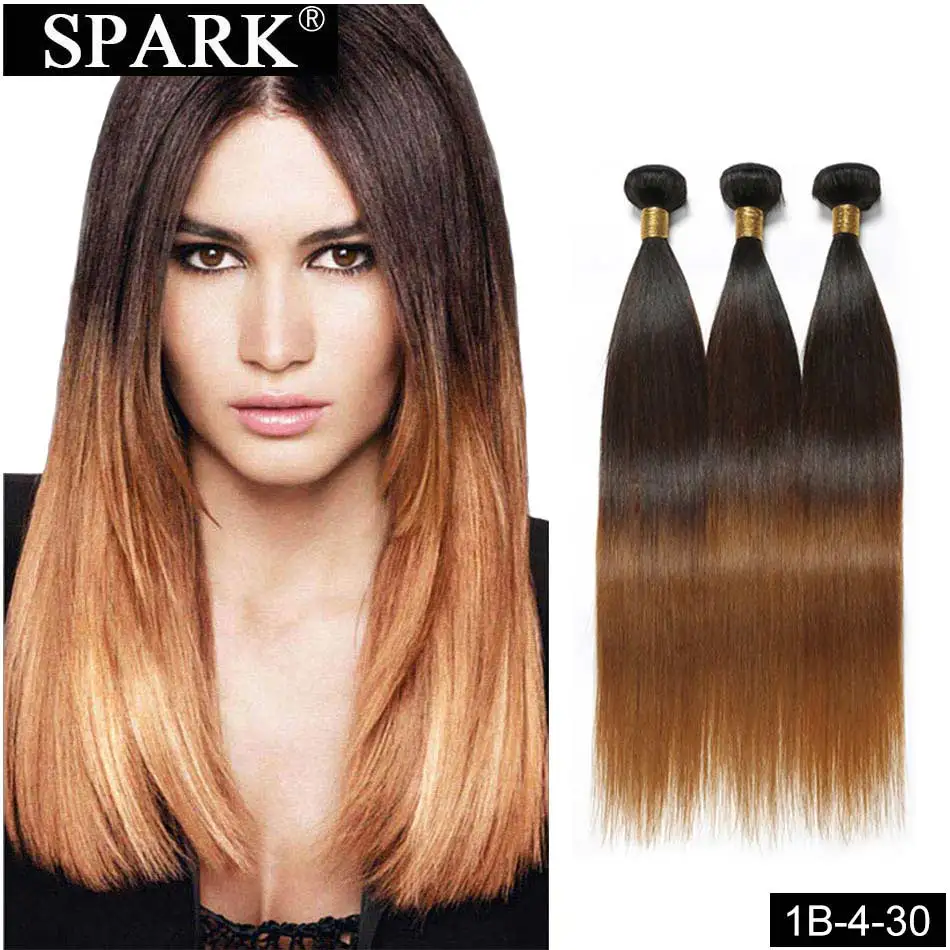 Spark 1B/4/30& 1B/4/27 эффектом деграде(переход от темного к бразильские прямые волосы 1/3/4 шт. Волосы remy пучки волос плетение Пряди человеческих волос для наращивания Инструменты для завивки волос