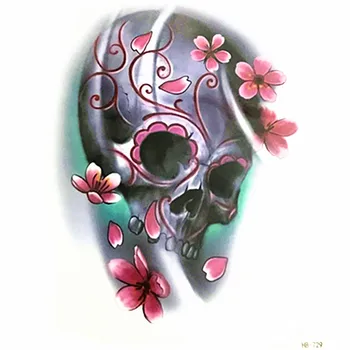 

2017 new arrivesTattoo Cool Beauty Sexy Tattoo skull with flower Waterproof Temporary Tattoo Stickers art body make up leg arm