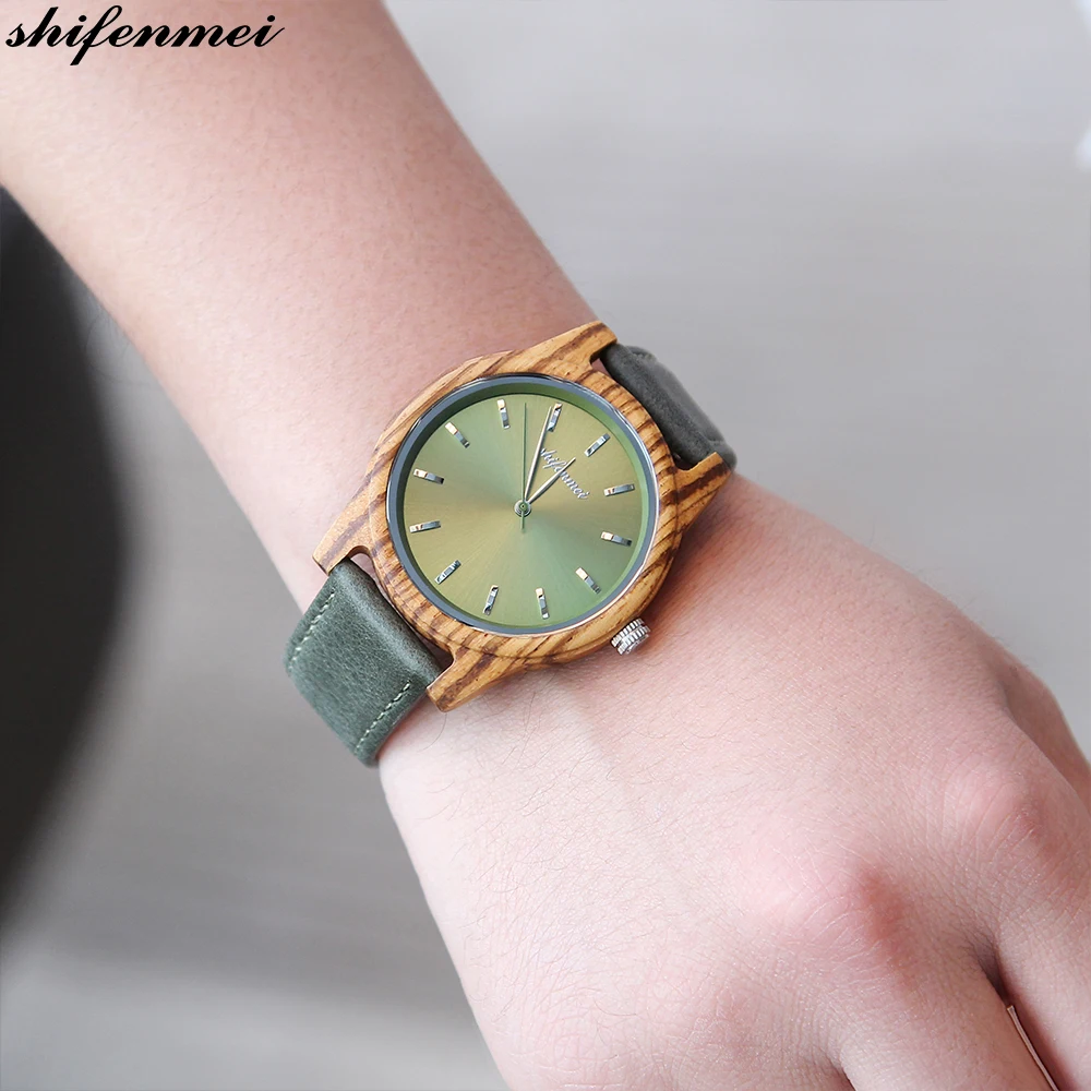 high quality wooden case quartz watch for men unisex fashion wristwatches women ladies casual watches drop shipping genuine leather strap Luminous hands (5)