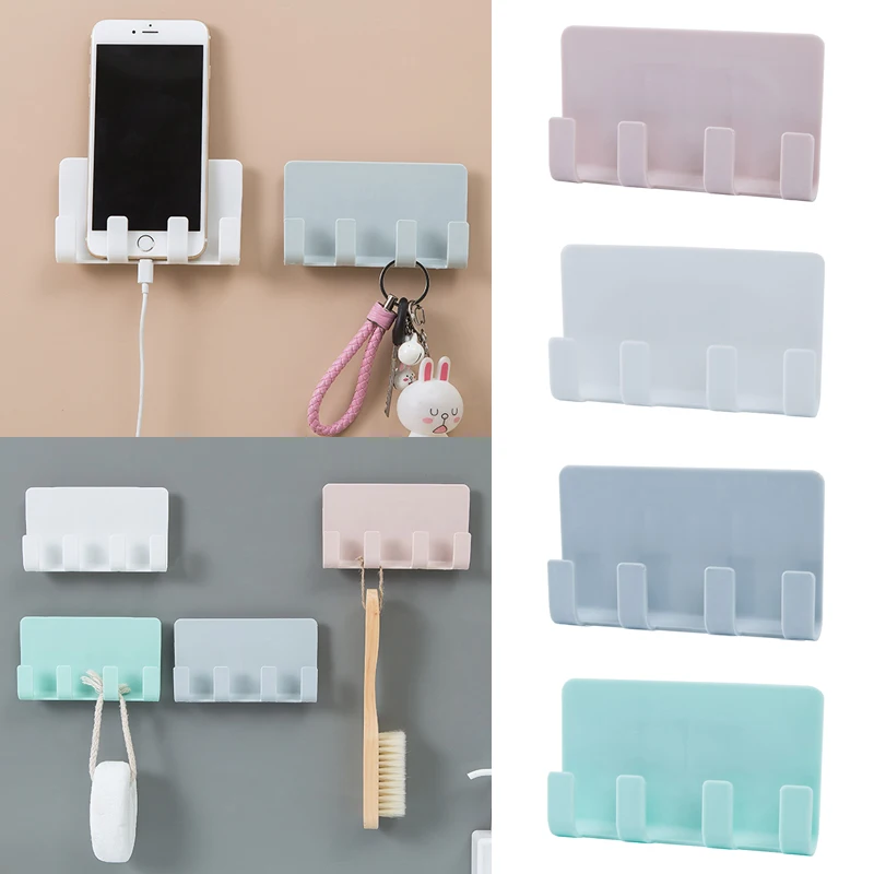

New Solid Home Wall Holder Socket Charging Bracket Stand Holder Shelf Mount Mobile Phone Charging Bracket Storage Rack