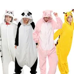 PSEEWE зимние пижамы для девочек для Женщин Единорог панда стежка комбинезоны пижамы с животными для взрослых мультфильм косплэй унисекс