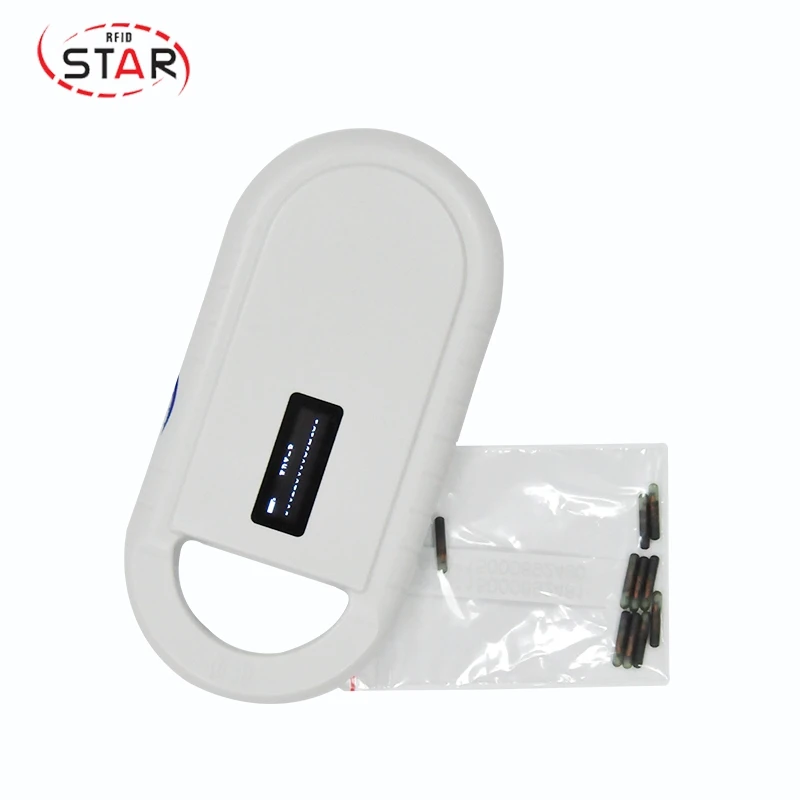 

40pcs 2.12*12mm 134.2KHz injectable animal pet microchip for dog fish + 1pc animal rfid reader microchip scanner read only