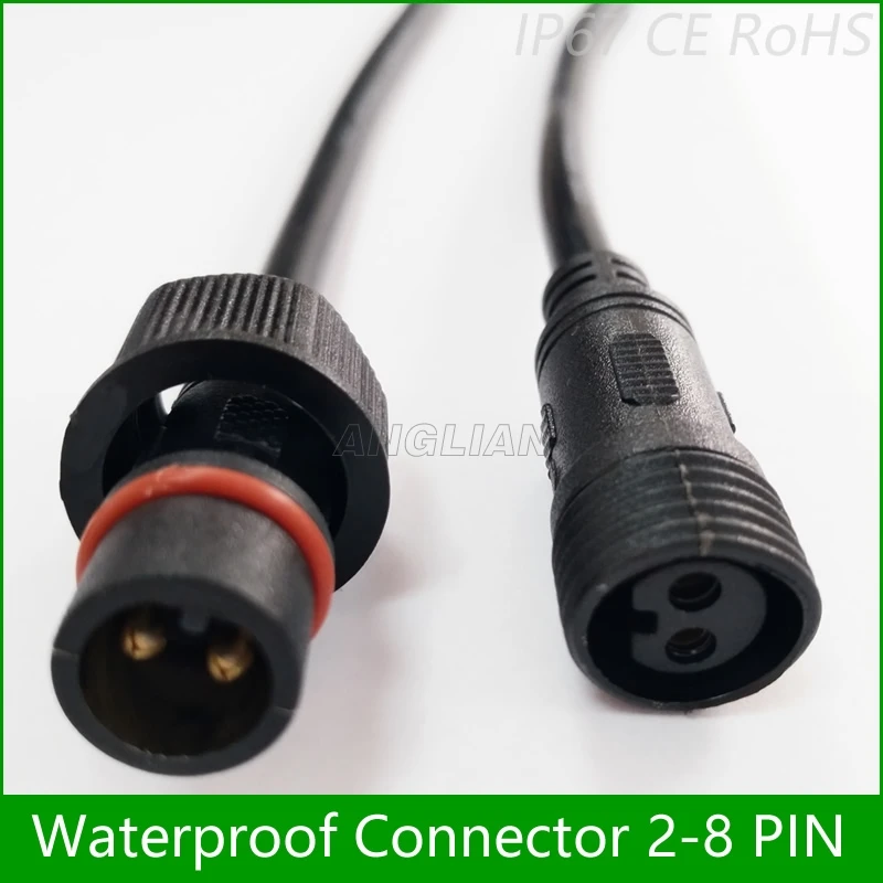 Водонепроницаемый разъем 5 пар ток 8A/12A/20A 2 pin / 3 4 с проводным кабелем IP67 гнездовой