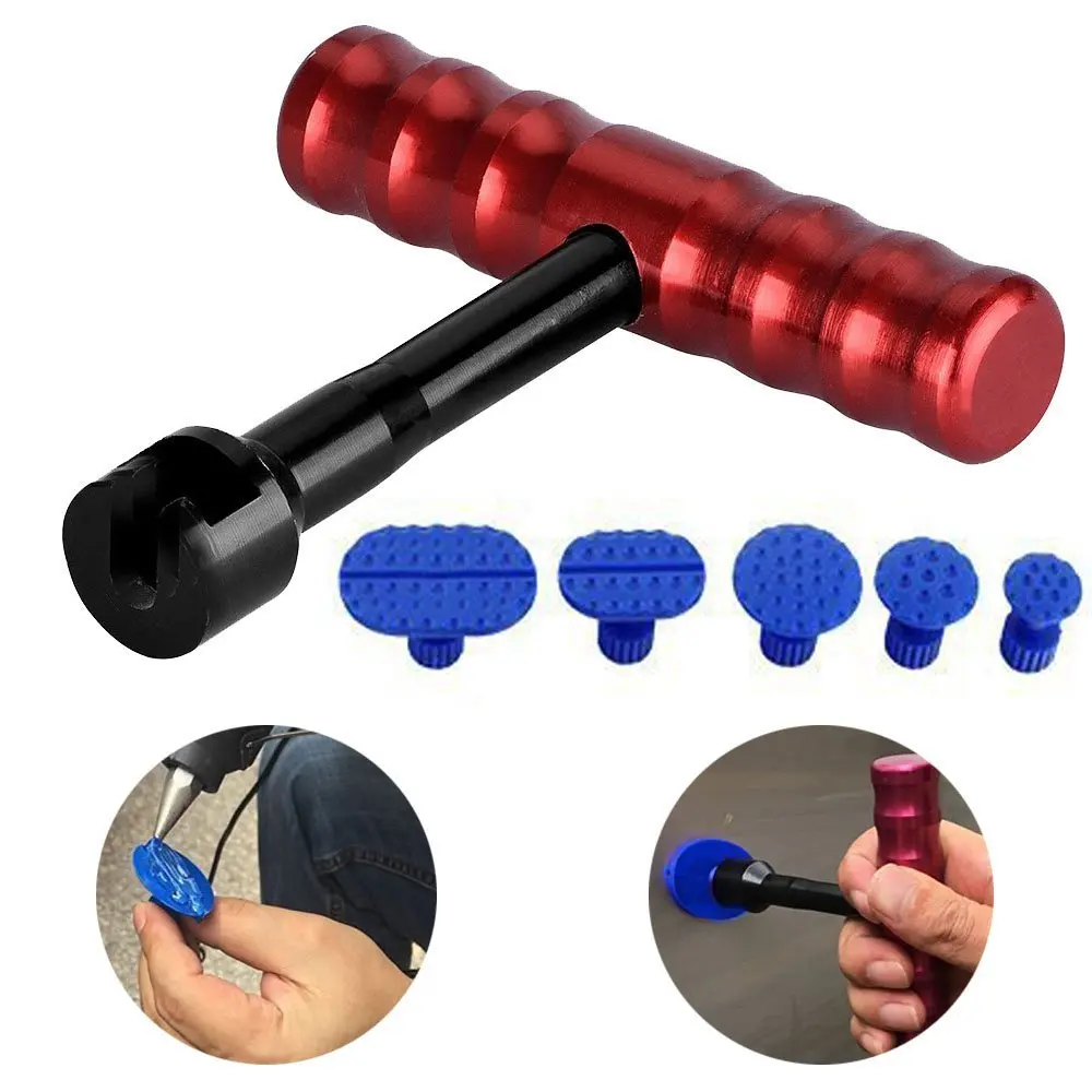 

WHDZ Paintless Dent Repair T-handle Dent Puller PDR Glue Puller Grip T-Puller with 5pcs Plastic Tabs for - Dent Repair Tool