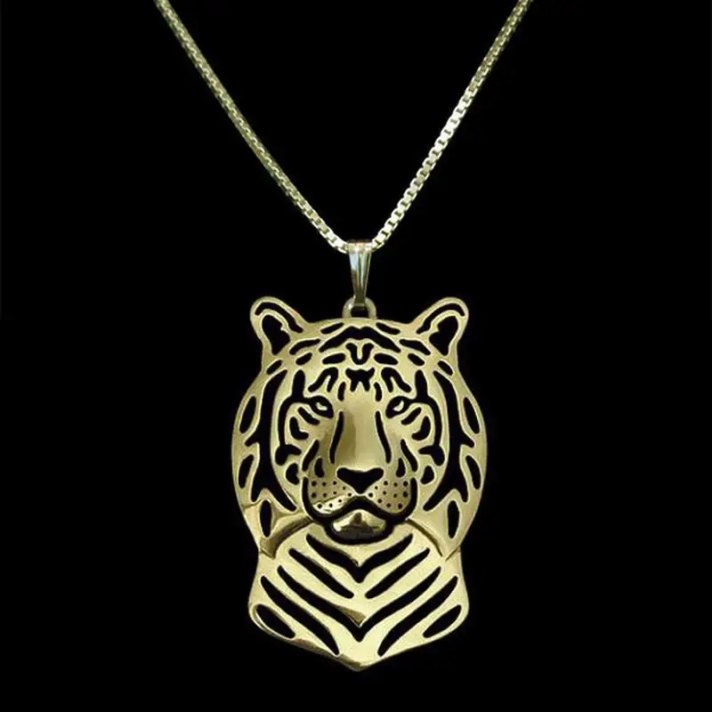 2018 Hot Sale Jewelry Animal Tiger Shaped Necklaces Tiger Head Pendant Necklaces For Women Drop