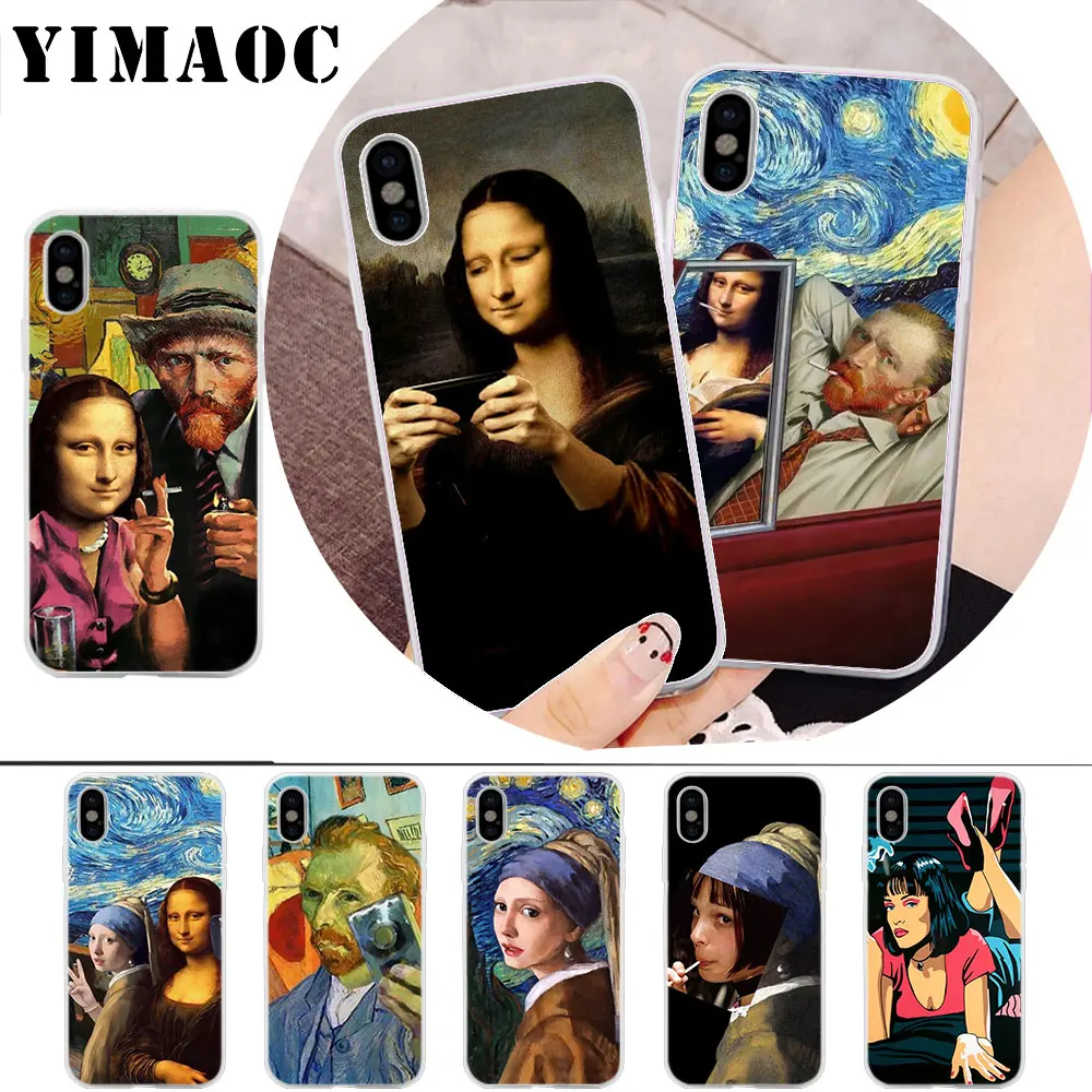 

YIMAOC Van Gogh Mona Lisa Funny Art Girl Soft Silicone Case for iPhone X r s Xr Xs Max 8 7 6S 6 Plus 5 5s SE