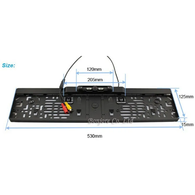 Wireless 5 Inch Car Monitor Digital Display Video Input AV1/2 CCD Car License Plate Frame Cam Rear view Camera Reverse 4 Lights