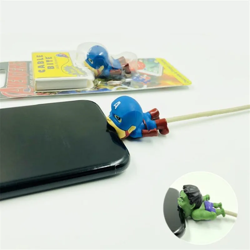 

Movie The Avengers Cartoon Badge Hulk Captain America Deadpool Spider-Man Toy USB Cable Protector Funny Fancy Gift