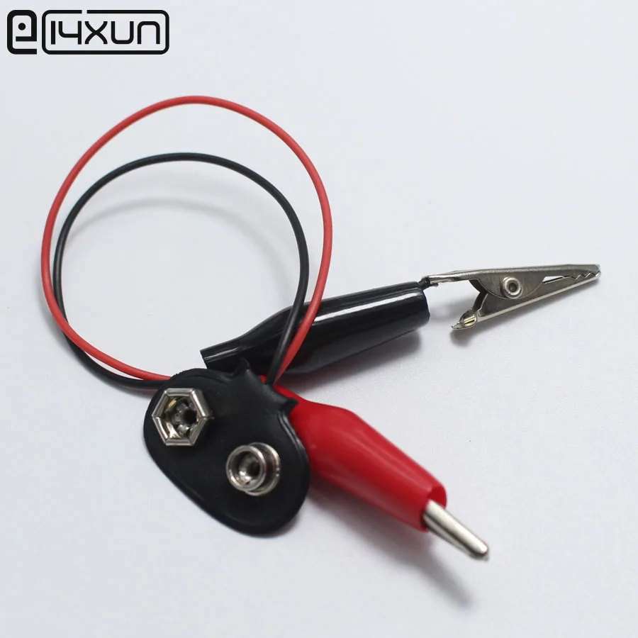 

1pcs 9V battery button to alligator clips / 9V battery measurement test leads / battery button cable 15cm