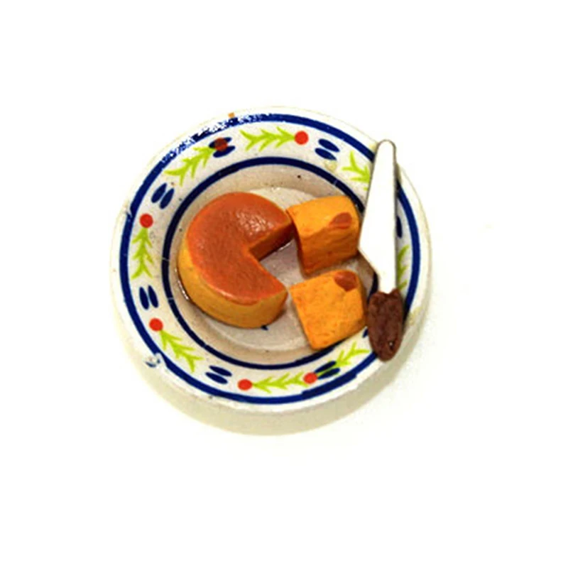 

2Pcs/Set 1/12 Scale Miniature Dollhouse Cheese Cake Set For Dollhouse Pretend Food Miniature Decor Toys For Children Toy