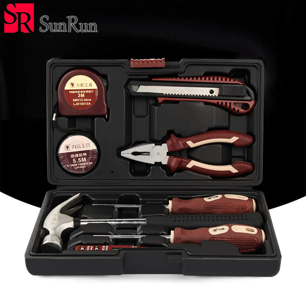 

Hand Tool Set General Household Hand Tool Kit with Plastic Toolbox Storage Case Socket Wrench Screwdriver Knife