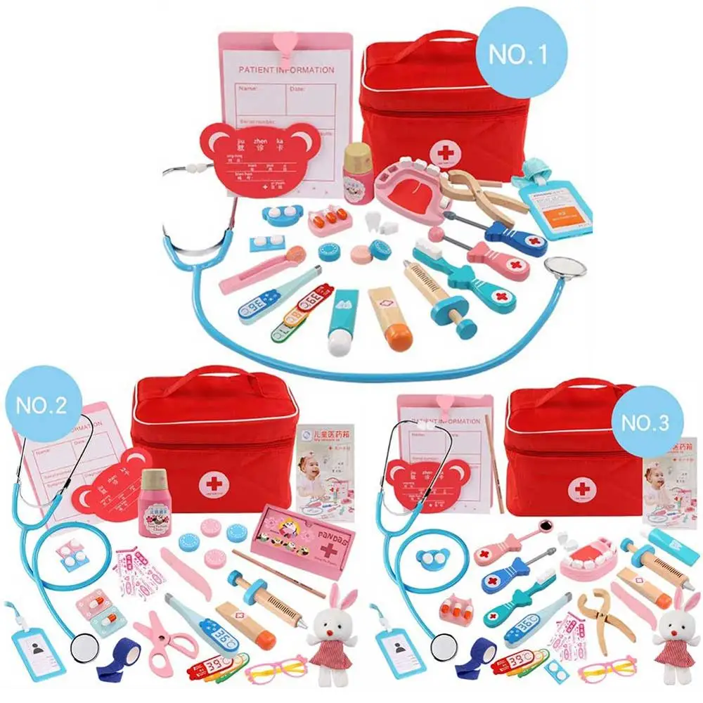 

Children Pretend Doctor Toy Set Durable Nurse Injection Tool Wooden Simulation Medicine Box Sturdy Gift Case Educational Toys