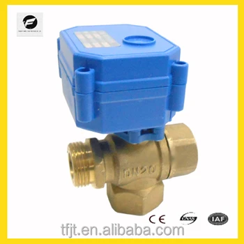 

vertical type 3 way T type CWX-15N 2.0nm CR02 CR03 CR04 ADC9-24V DN20 brass male-female-female thread electric valve for water