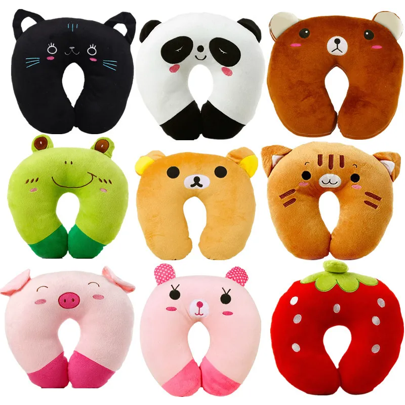 Cuscino per la protezione del collo del sonno in peluche a forma di U morbido a 9 colori cuscino per ufficio cuscini da viaggio adorabili e carini per bambini/adulti