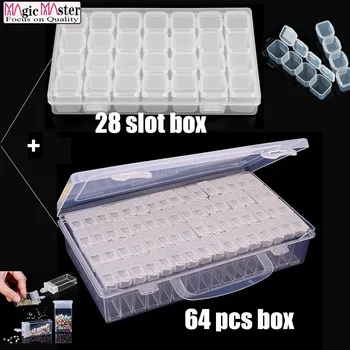 

28/64Slots Plastic Beads Storage Container Box Multi Storage Diamond Painting Box Accessories /Tools storage box organizer case