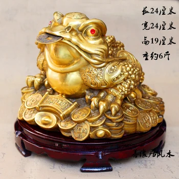 

24CM L -Bring in wealth and treasure office home shop Money Drawing efficacious Talisman Fortune JIN CHAN FENG SHUI Brass statue