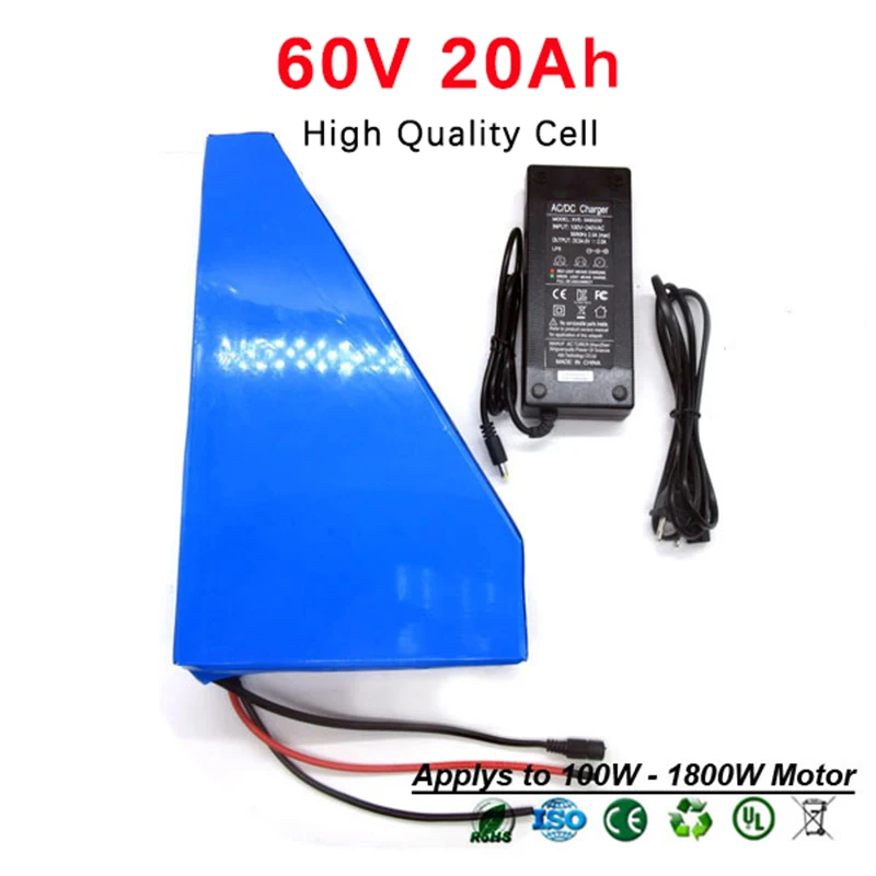 Perfect 60V 20Ah 1000W Electric Bike Battery E Scooter Battery Triangle Lithium Ion Battery Pack For Electric Bicycle Motor Bike No Tax 0