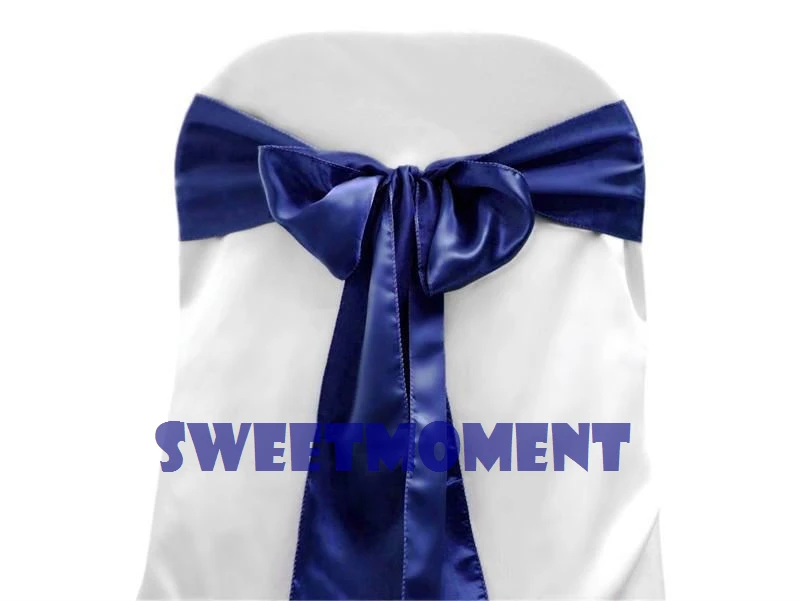 

100 Navy Blue Premium Satin Chair Sash Knotbow Chair Cover Ribbon for Wedding Chair Ribbon Decoration Free Shipping