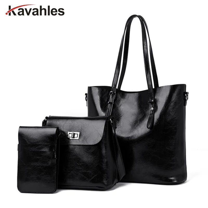 

3 SeT Leather Women's Handbag Bucket Women Bags Handbags Women Famous Brands Big Casual Tote Bag Ladies Shoulder Bags LW-252