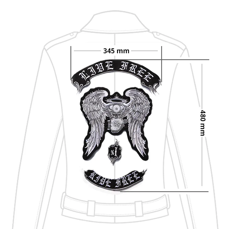 Вышитые патчи мотоциклы изготовленные на заказ железные на патчи Freedom riers DIY большой размер