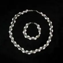 Набор ювелирных изделий из пресноводного жемчуга, модное ожерелье, браслет для красивой невесты, женские Украшения, 30 компл./лот