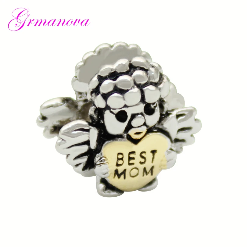 Sheep Lamb Lampwork Glass Large Hole Bead Charm fits European Bracelets