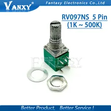 50 шт. RV097NS 5 к 10 к 20 к 50 к 100 к 500 к B5K с переключателем аудио 5pin вал 15 мм усилитель потенциометра уплотнения