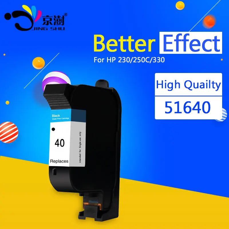 

Jingshu 1PC Remanufactured Ink Cartridge 51640A BK replacement for HP 51640 40 H-40 Deskjet 250C 650C 1200C 350C 450 printer