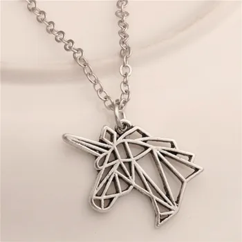 Silver Unicorn Head Necklace Birthday Gift Jewelry