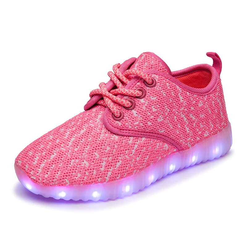 Светодиодный светящийся Детский кроссовки, спортивная обувь для бега для девочек и мальчиков, светящиеся кроссовки из дышащего сетчатого материала, детский светодиодный брусный обувь, кроссовки