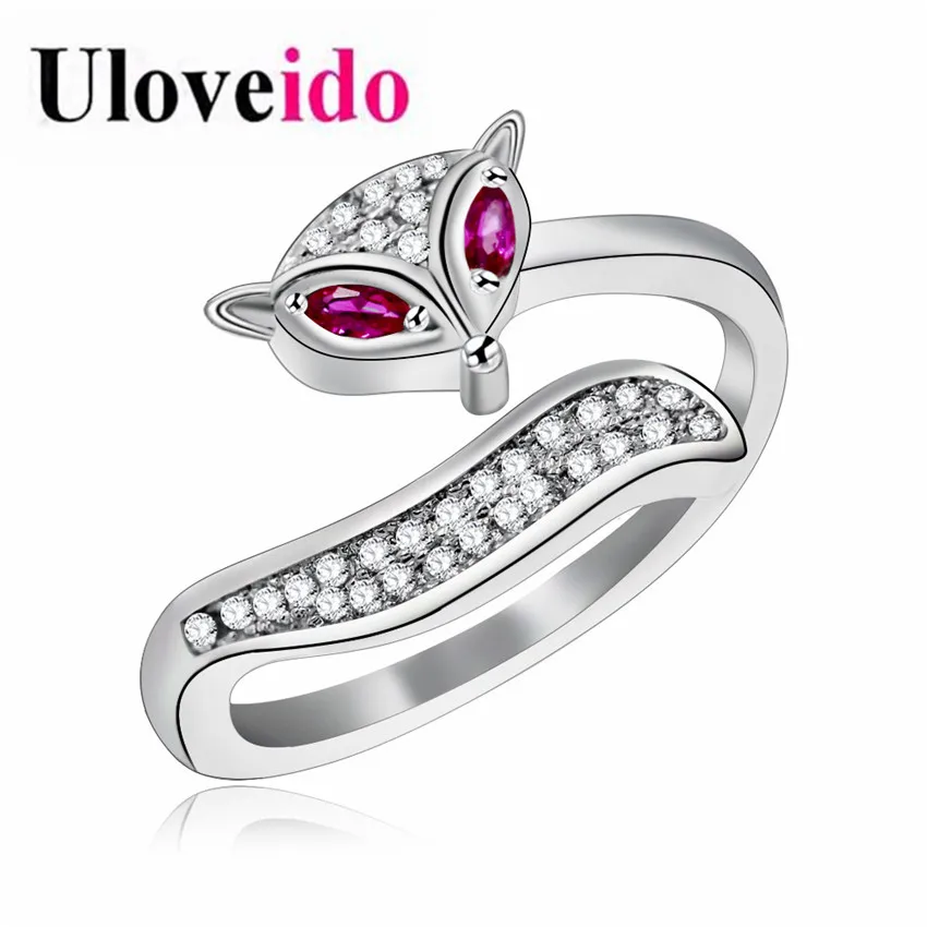 Uloveido винтажные обручальные кольца с красными глазами и лисой Счастливое