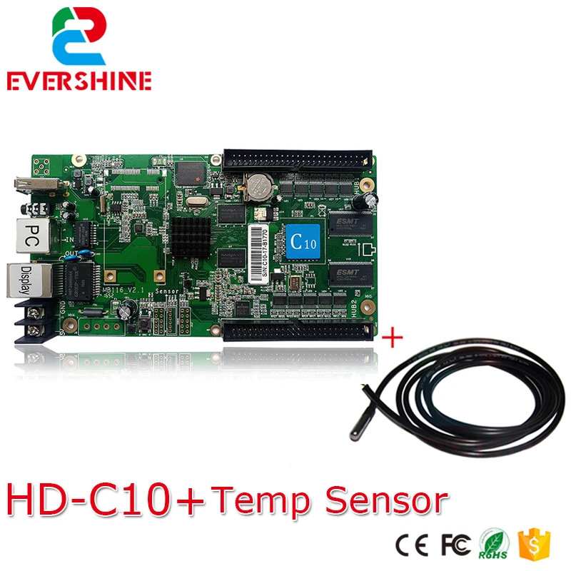 

HD-C10 HUIDU Card Asynchronous led display screen controller RGB full color led display card with 1pcs temperature sensor