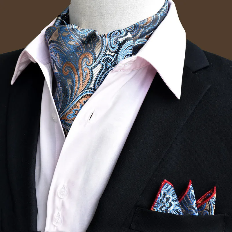 Any MENS & BOYS Polyester Double Drop Wedding Scrunchy Tie-Cravat and Hankie Set 