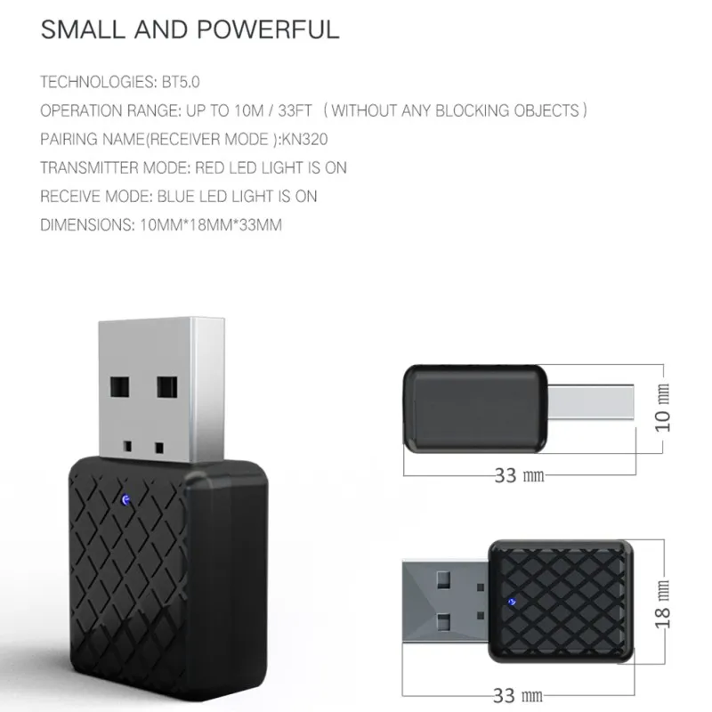 

Transmitters 5.0 Wireless Bluetooth USB Audio Music Stereo adapter Dongle Receiver for TV PC Speaker Headphone