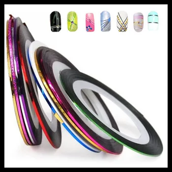 20 Mix Color Rolls Striping Tape Metallic Yarn Line Nail Art Decoration Sticker
