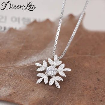 

Bohemian 925 Sterling Silver Crystal Snow Necklaces Pendants for Women Long Choker Snowflake Necklace Statement Jewelry Collares
