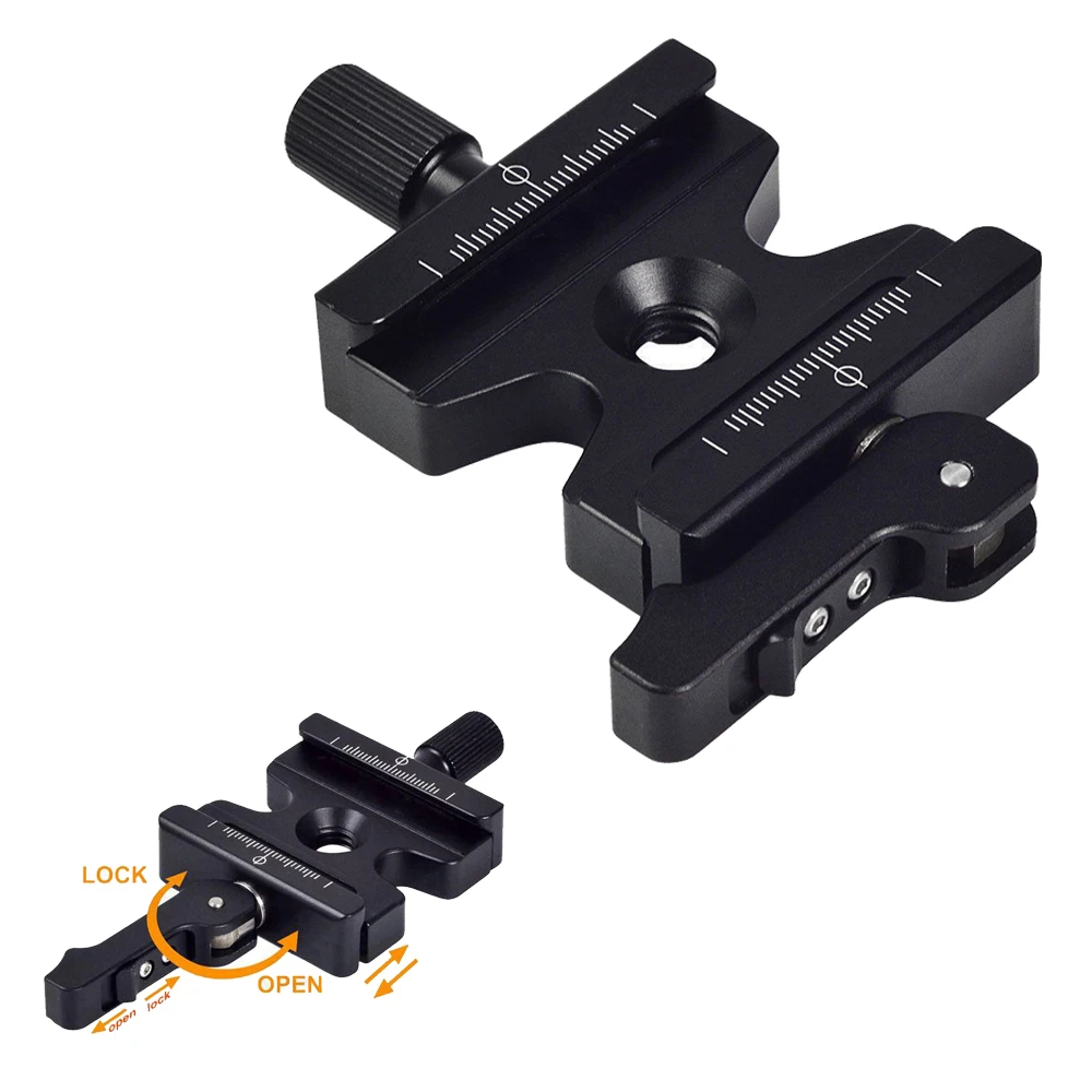 Aluminum CNC 3/8'' Screw Camera Quick Release Clamp w/ Adjustable Lever & Knob for Arca Swiss