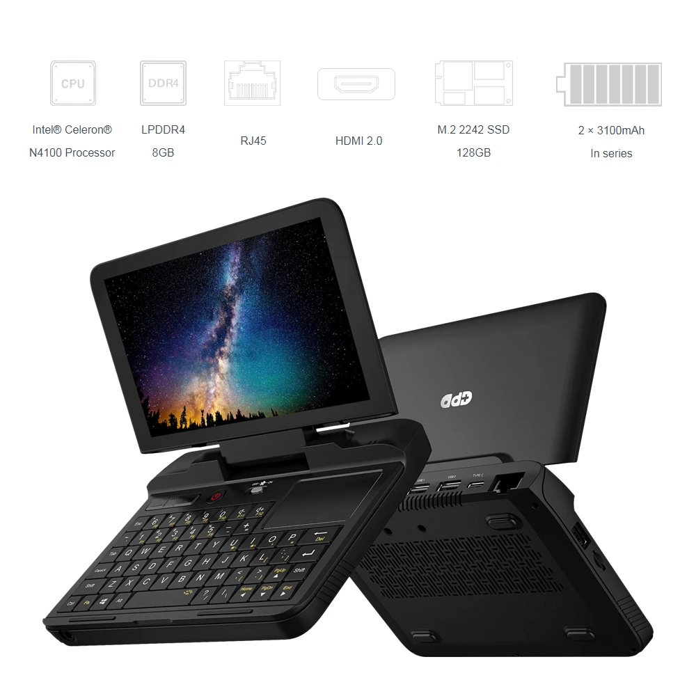 GPD микропк 6 дюймов Intel Celeron N4100 Windows 10 Pro ГБ ОЗУ 128 Гб ПЗУ карманный ноутбук мини ПК