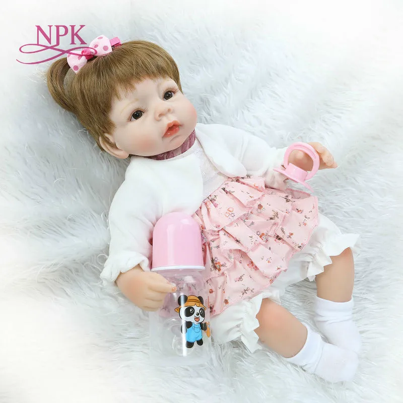 NPK 2018 Hot Sale Newborn Doll Realistic Bebe Reborn Doll 18 Inch Soft Silicone Vinyl Baby Toy For Girl XMAS Gifts house mates